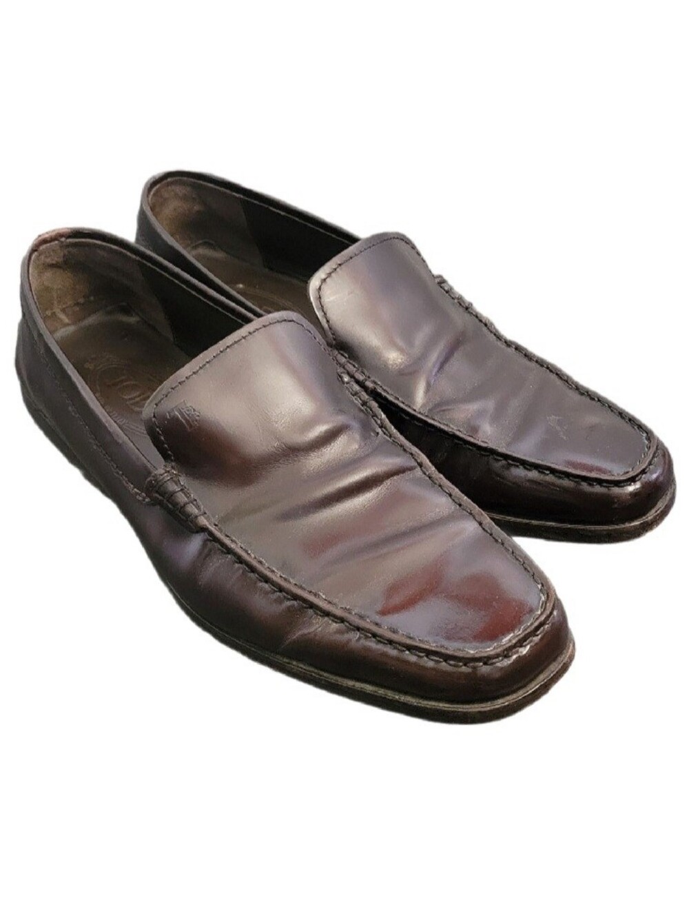 TOD'S Brown Leather Driving Loafers Men's Sz 6.5 Made In Italy Quiet Luxury